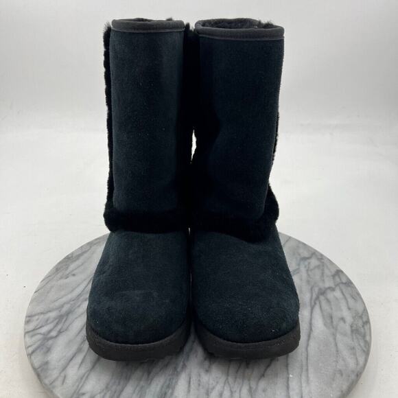 UGG Youth 4 Snow Boots Black Hadley 2 Waterproof Wool Mid Calf Tall 1106835K - Picture 3 of 14
